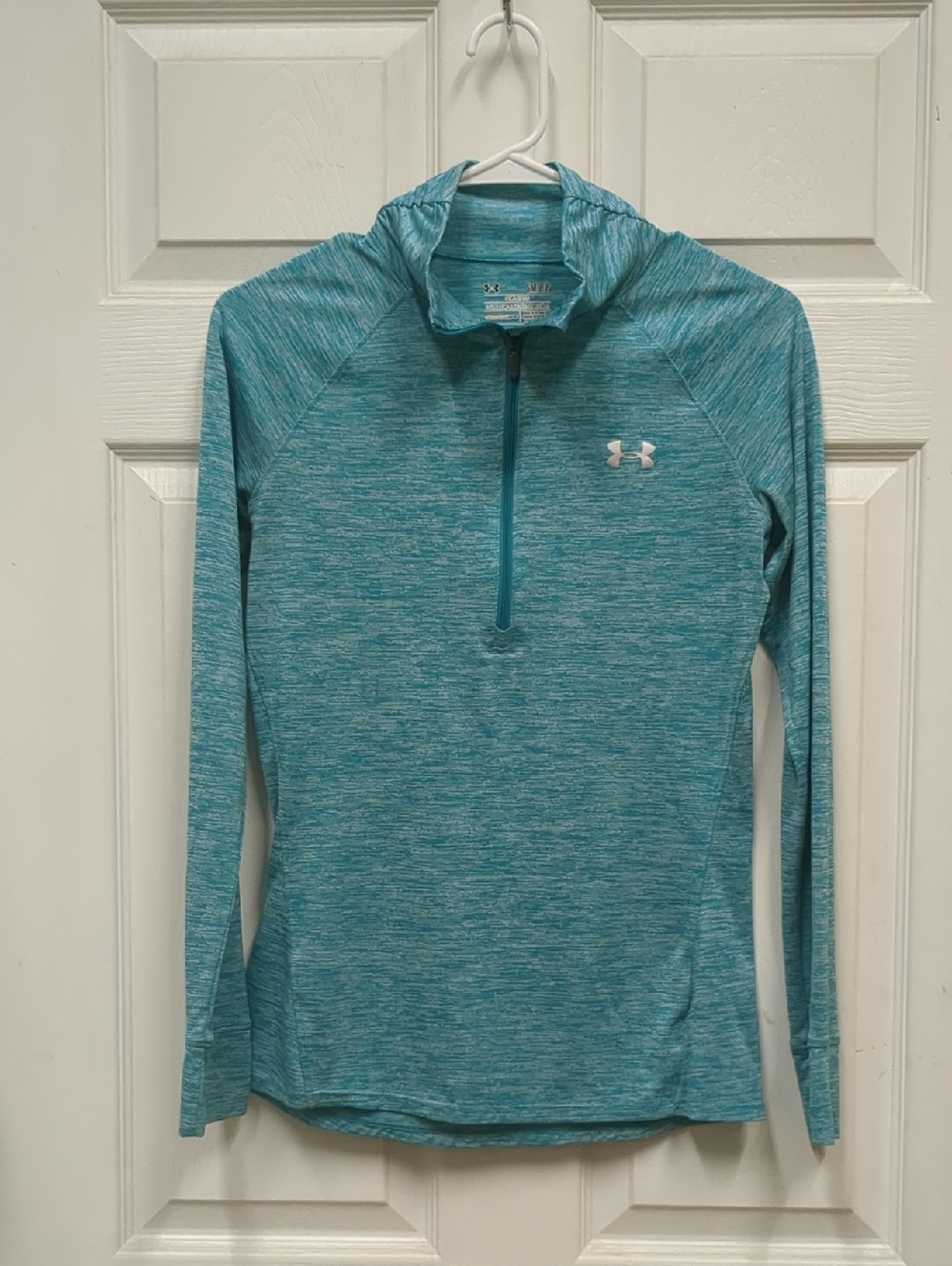 Under Armour Women's Teal/Light Blue Half-Zip Hooded Long Sleeve Size Small